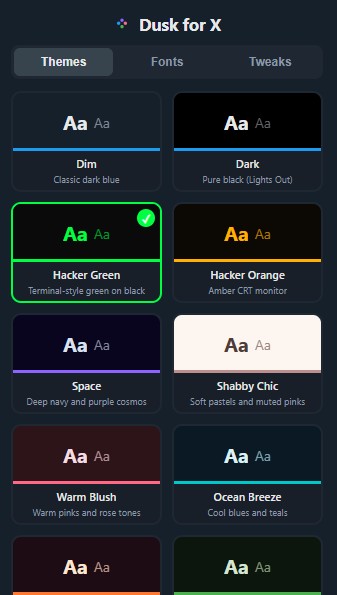 Dusk for X custom themes